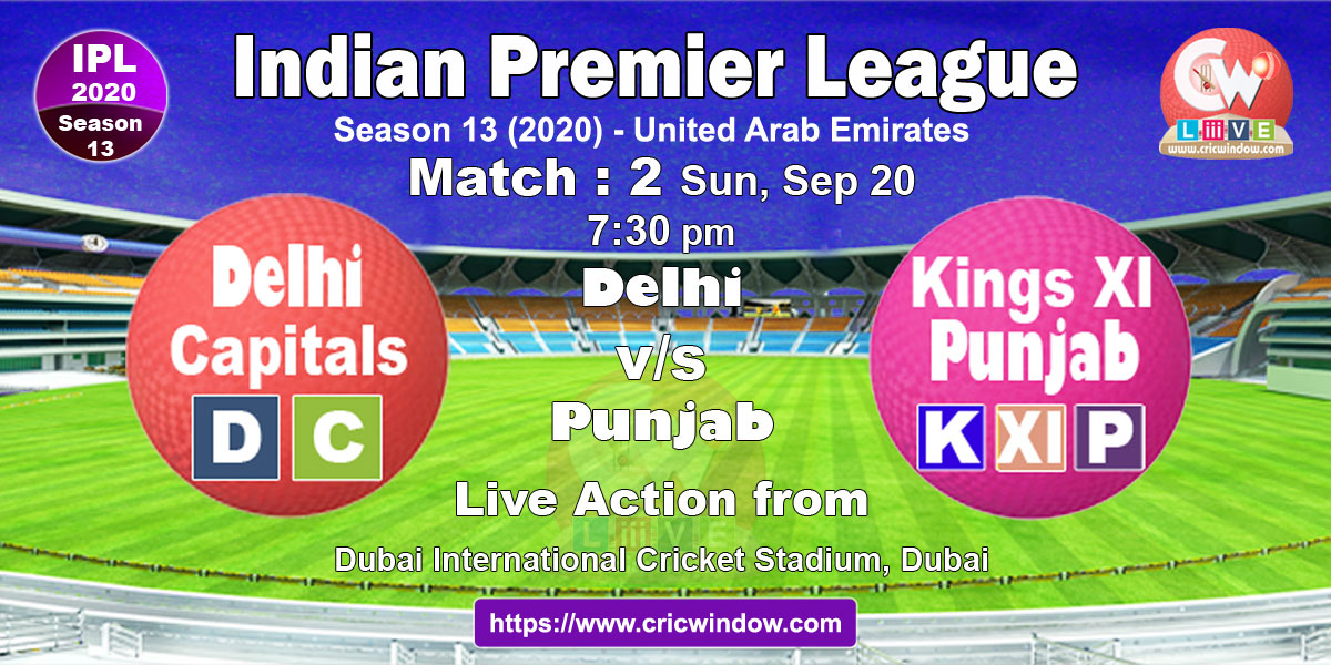 IPL dc vs kxip match live previews 2020