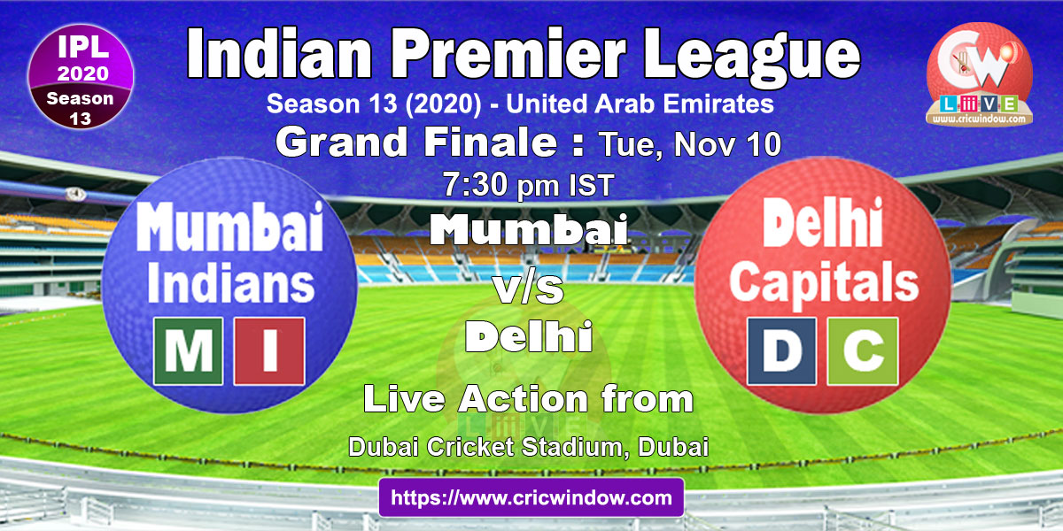 IPL final match mi vs dc live preview 2020