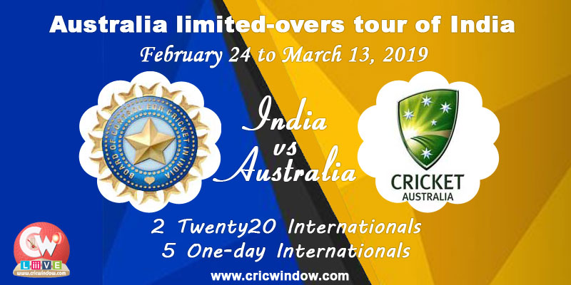 Australia tour of India Feb-Mar 2019