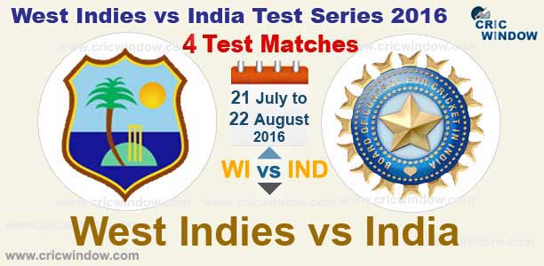 wi vs ind test series schedule 2016
