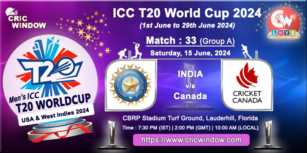 Match 33 - India vs Canada live updates