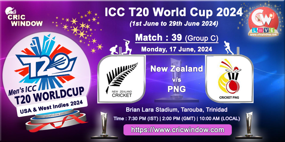 Match 39 - New Zealand vs Papua New Guinea live updates