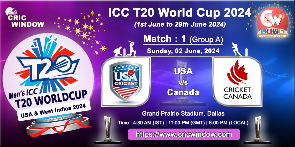 ICC t20 worldcup USA vs Canada live 2024