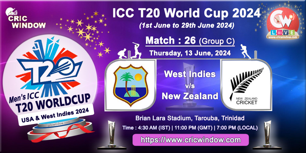 Match 26 - West Indies vs New Zealand live updates