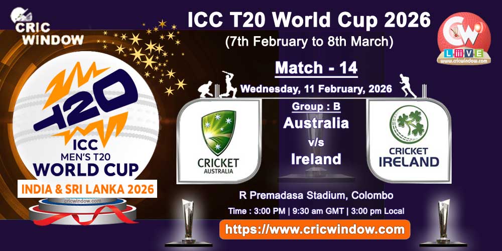 Aus vs Ire ICC T20 Worldcup match live updates 2026