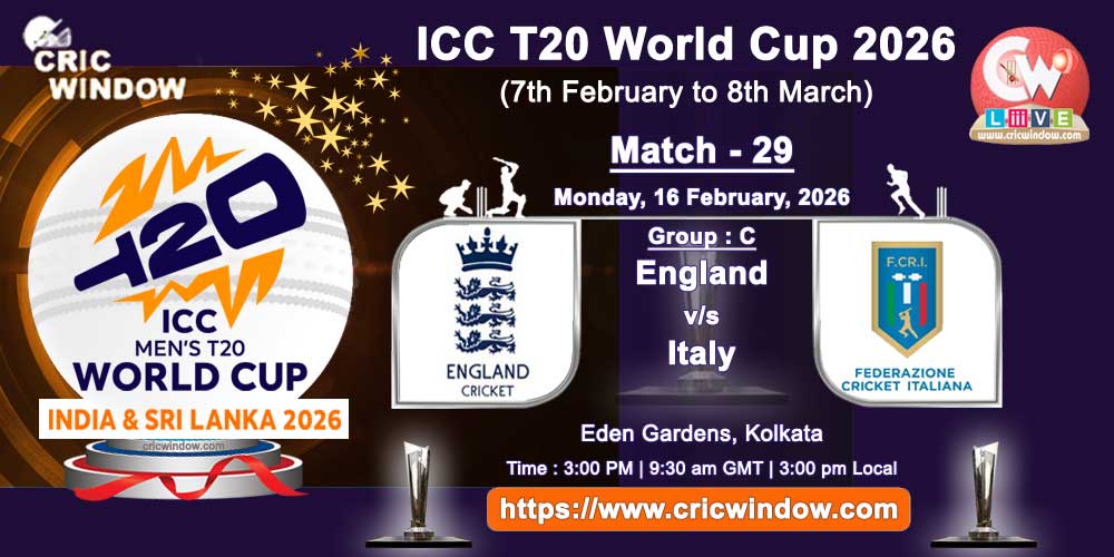 England vs Italy ICC T20 Worldcup match live updates 2026