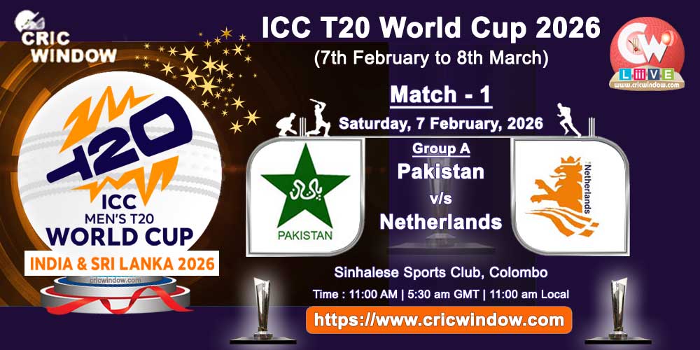Pak vs Neth ICC T20 Worldcup match live updates 2026