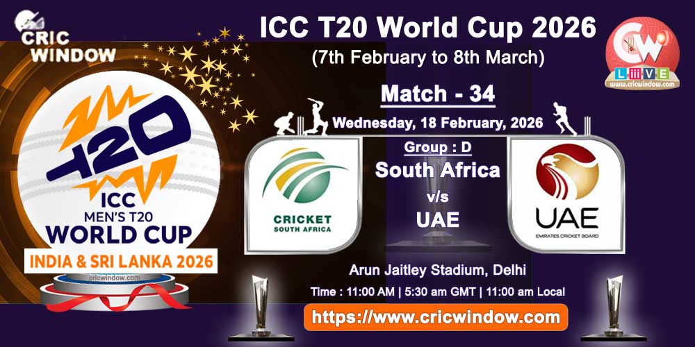 SA vs UAE ICC T20 Worldcup match live updates 2026