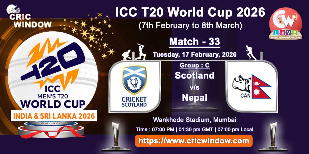Scotland vs Nepal ICC T20 Worldcup match live updates 2026