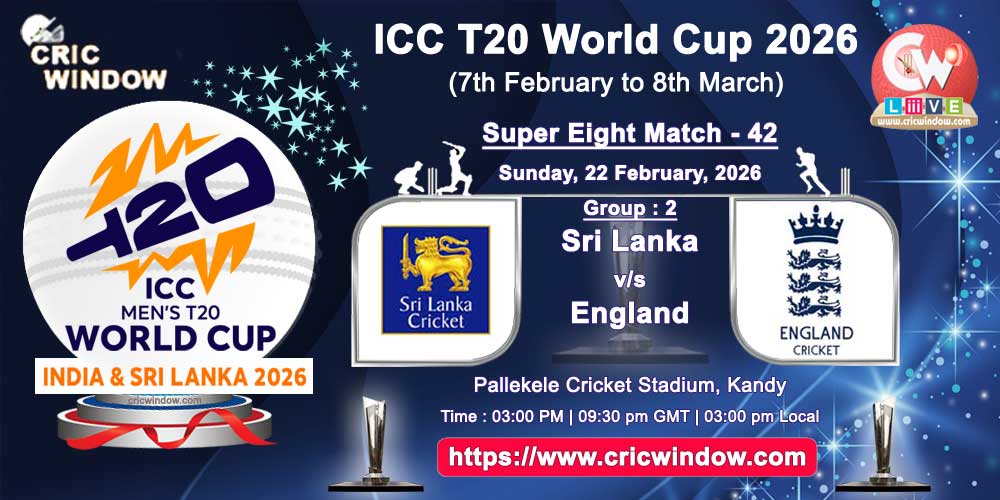 Sri Lanka vs England ICC T20 Worldcup super eights match live 2026