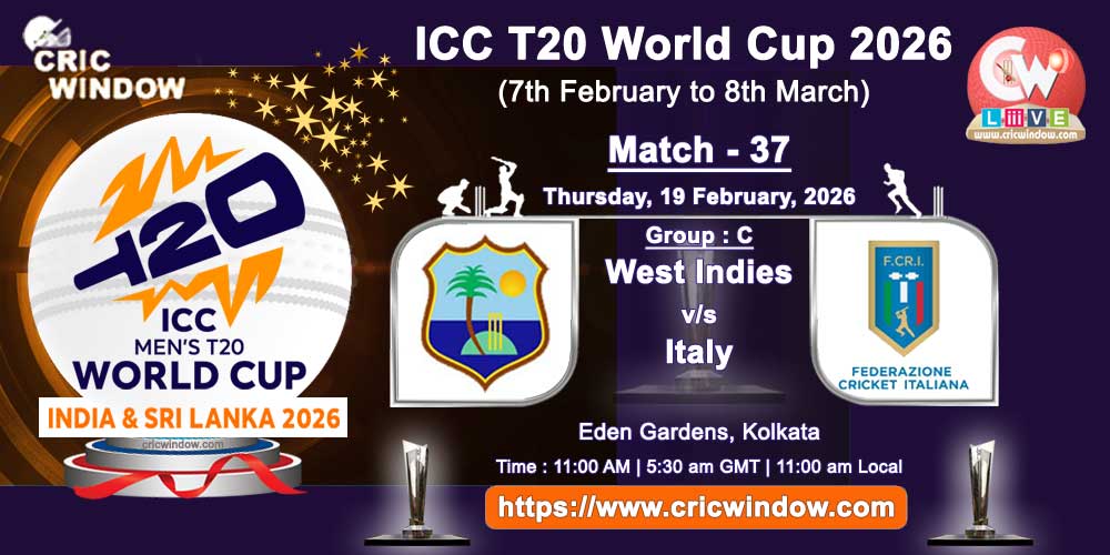 WI vs Italy ICC T20 Worldcup match live updates 2026