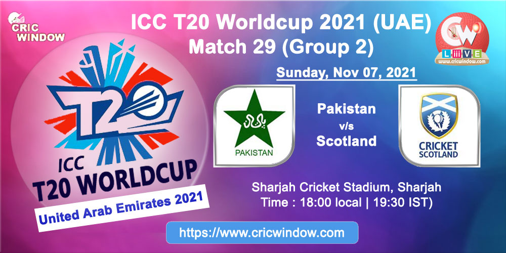 Worldt20 pakistan vs scotland match centre