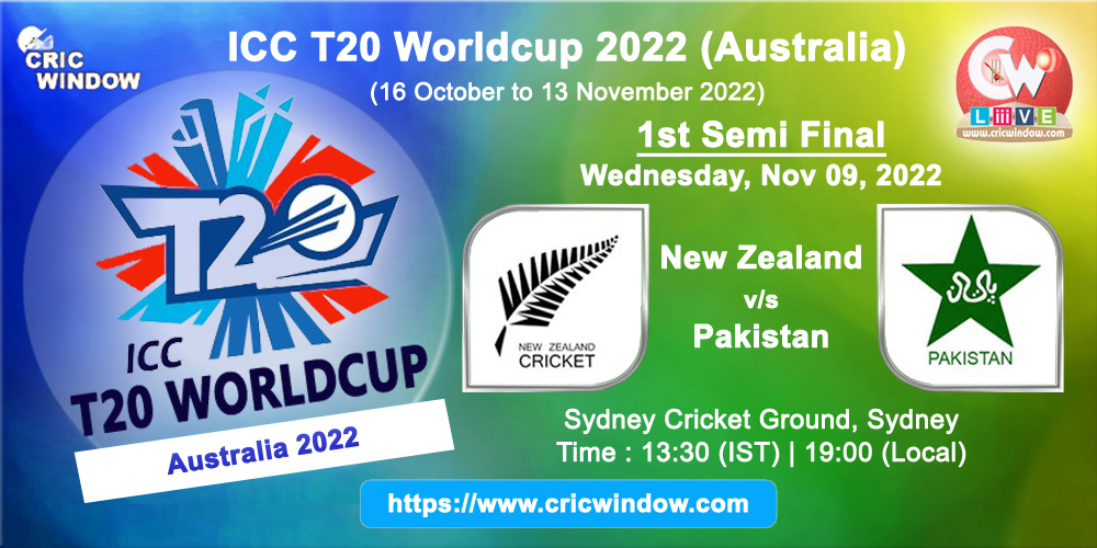 ICC t20 worldcup New Zealand vs Pakistan live 2022
