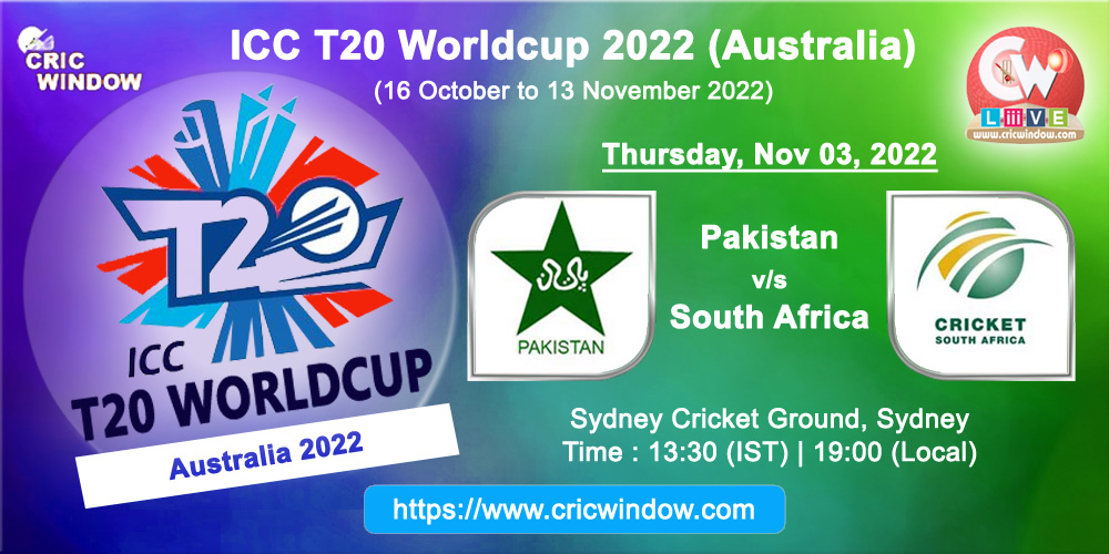 Pakistan vs South Africa ICC t20 worldcup live 2022