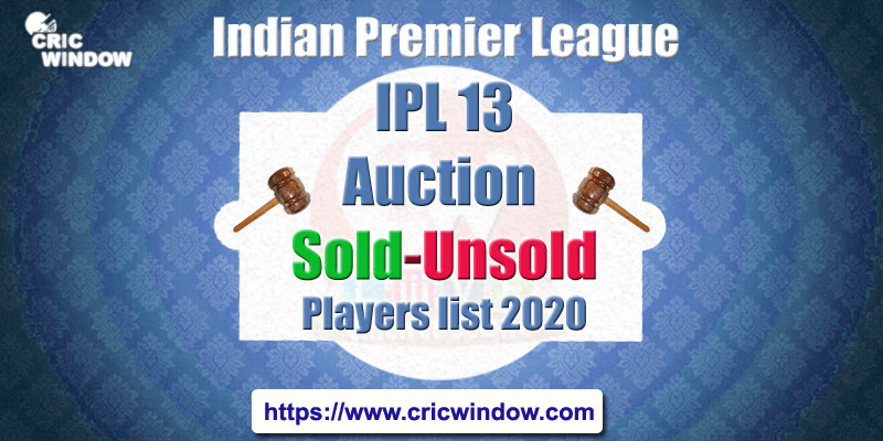 IPL 2020 Auction Sold-Unsold Players List