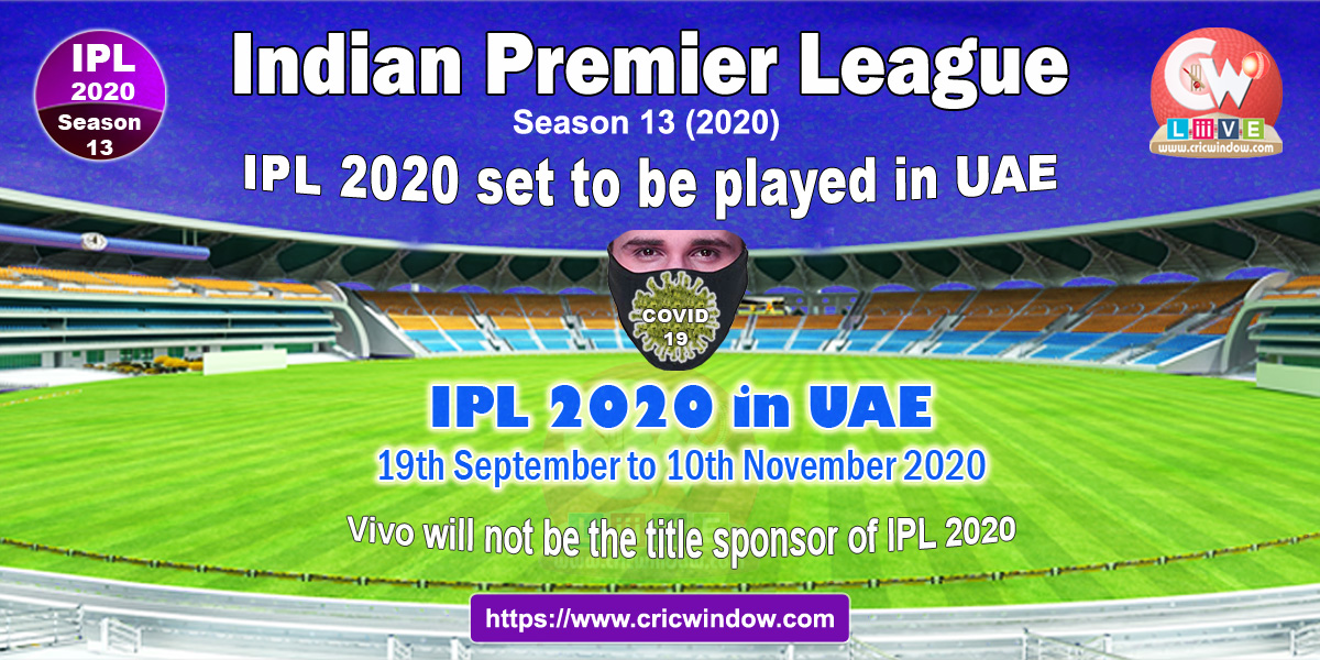 IPL 2020 set to be played in UAE