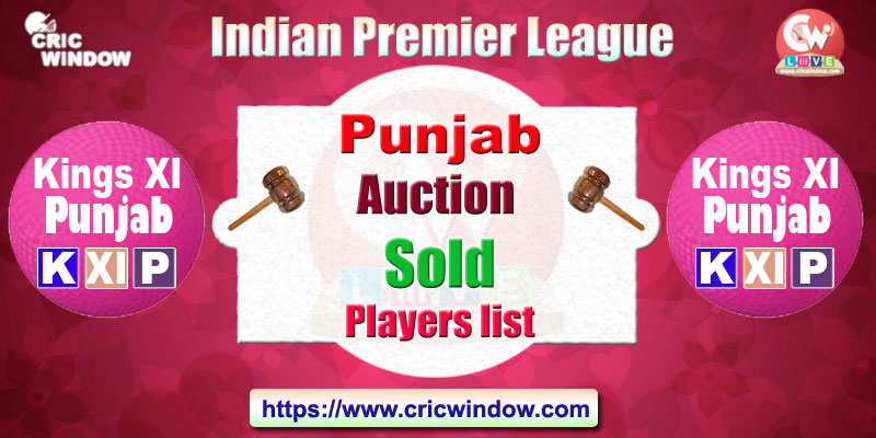 IPL 2020 KXIP Auction Sold Players List