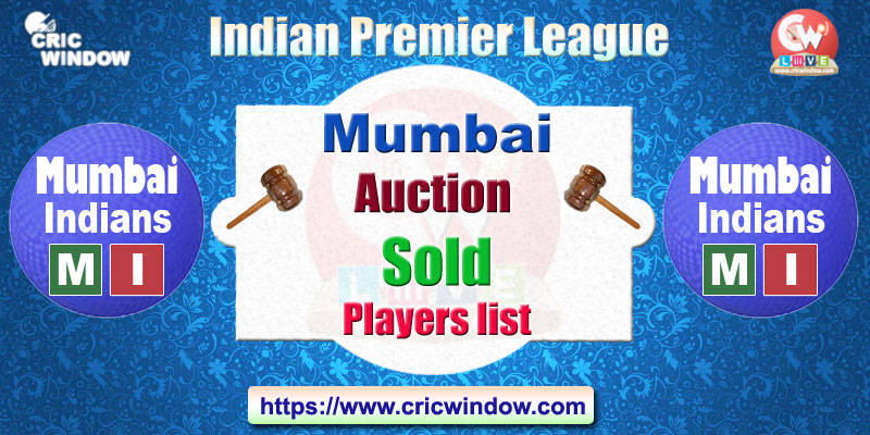 IPL 2020 MI Auction Sold Players List
