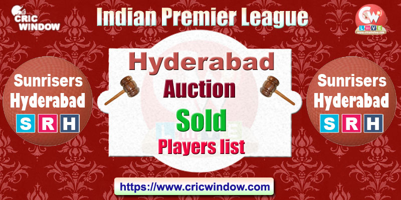 IPL 2020 SRH Auction Sold Players List