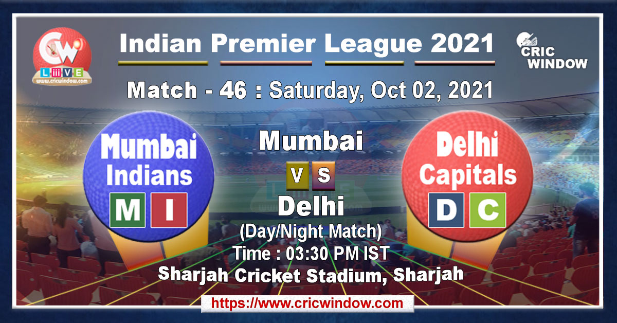IPL MI vs DC match live previews 2021