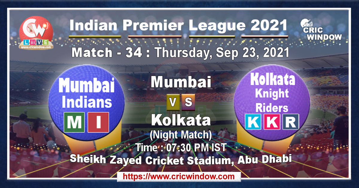 IPL MI vs KKR match live previews 2021