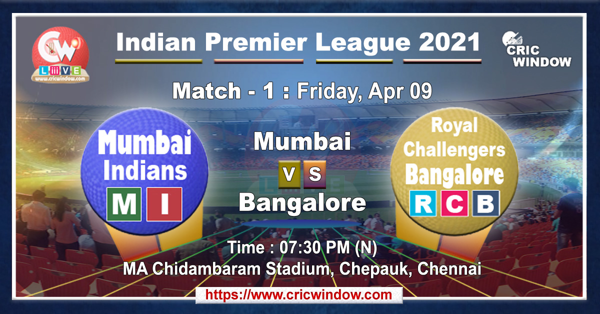 IPL mi vs rcb match live previews 2021