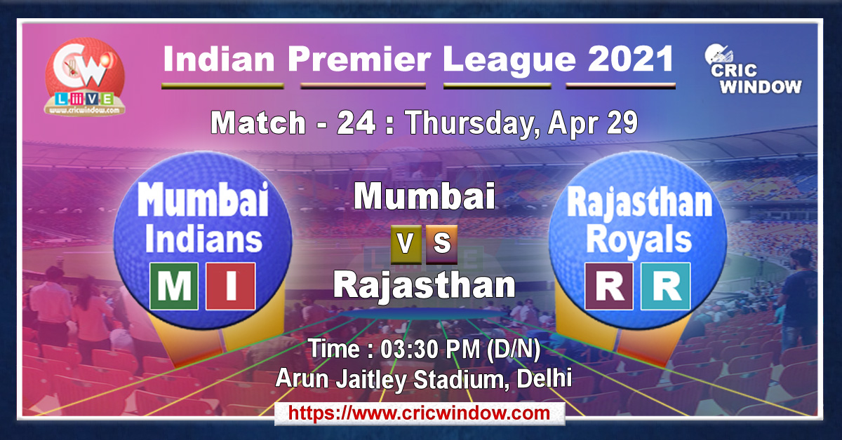 IPL MI vs RR match live previews 2021