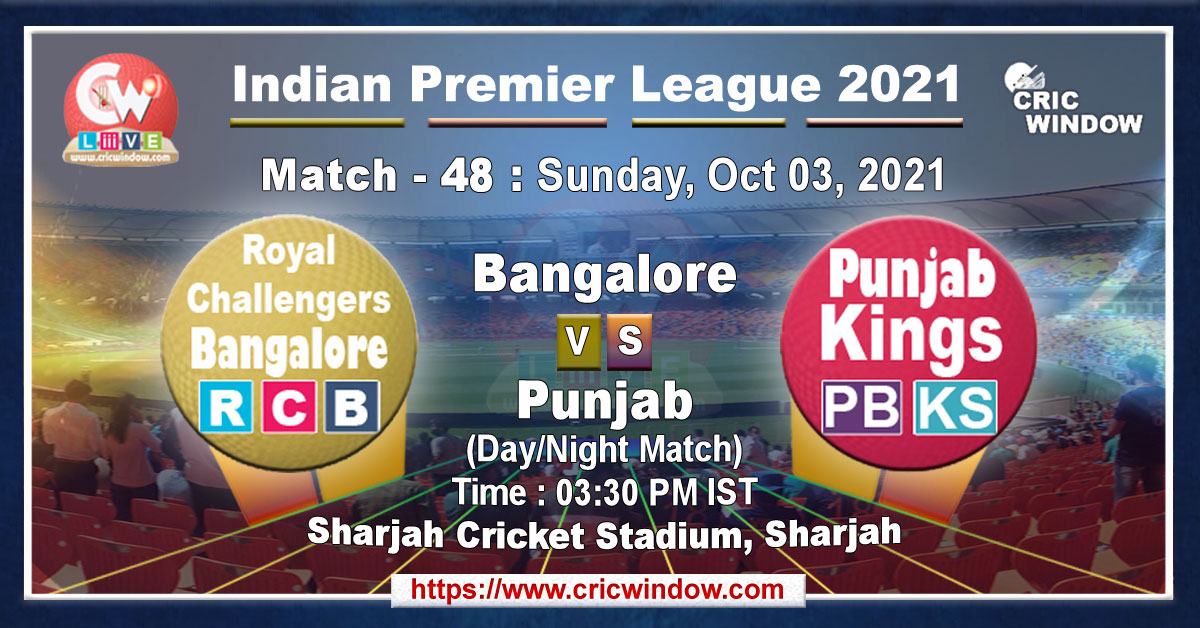IPL RCB vs PBKS match live previews 2021