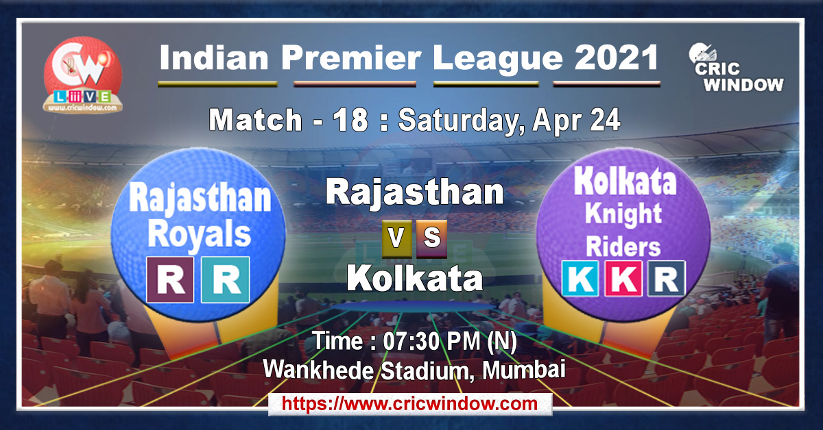 IPL RR vs KKR match live previews 2021