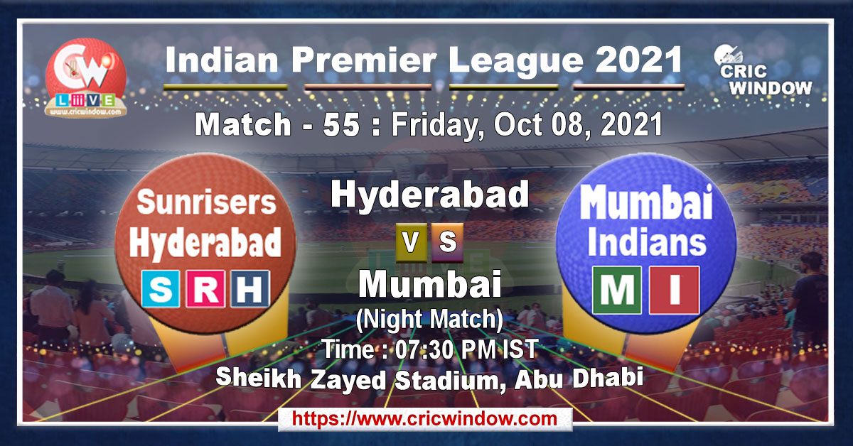 IPL SRH vs MI match live previews 2021