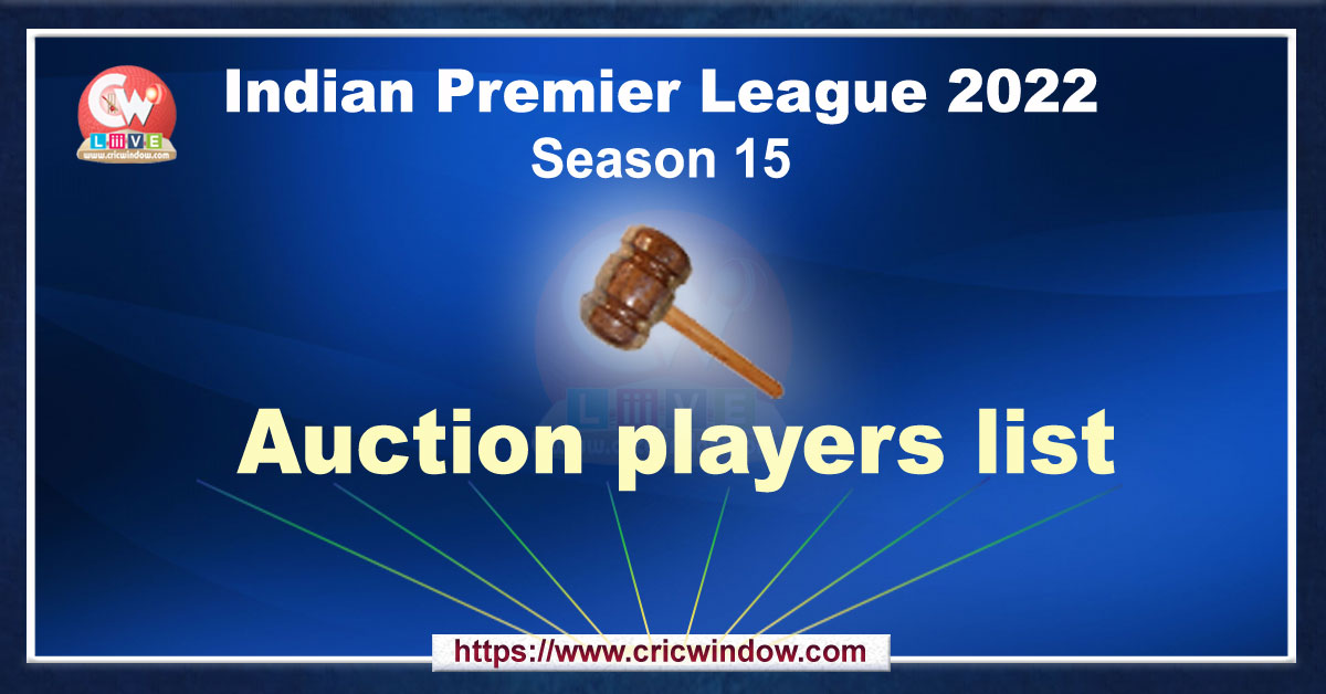 IPL auction players list 2022