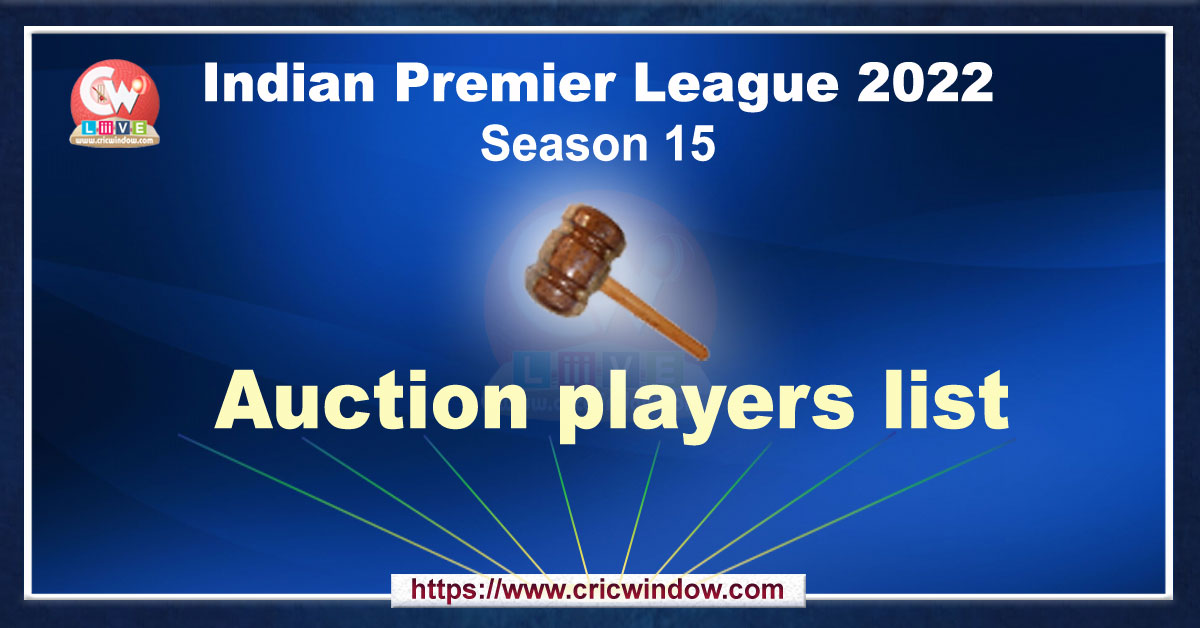 IPL Auction players list 2022