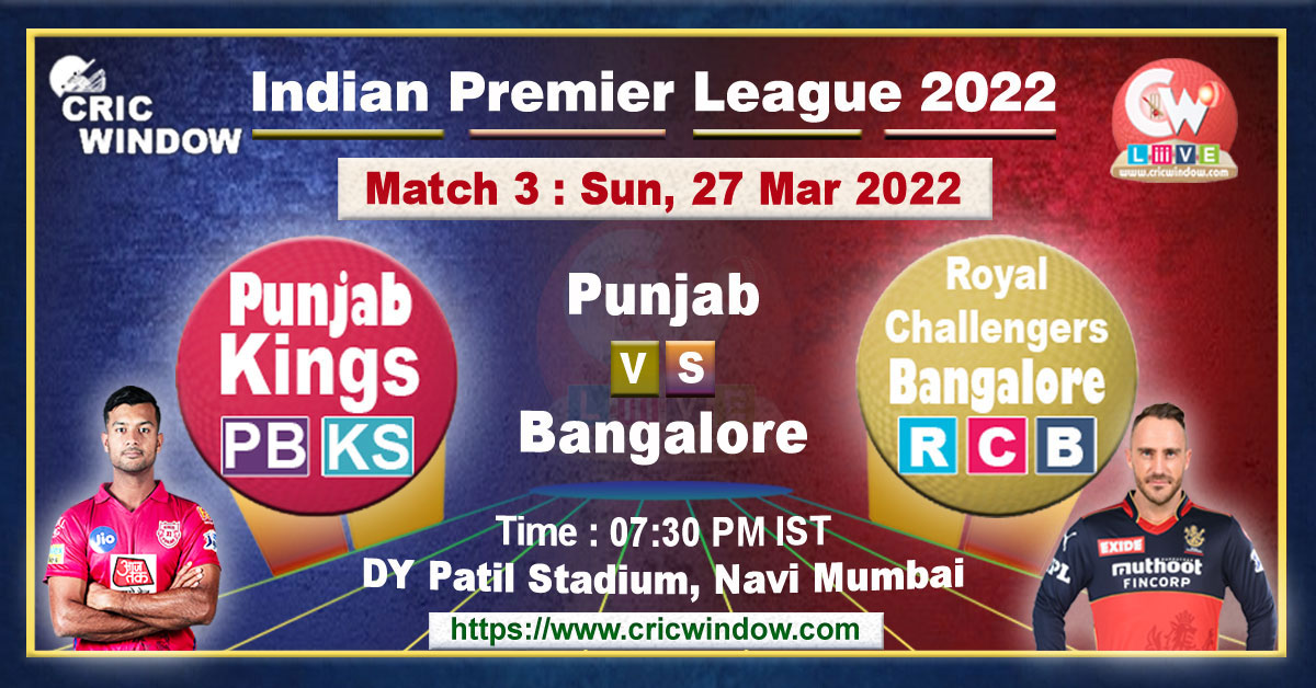 IPL 15 Punjab vs Bangalore live score 2022