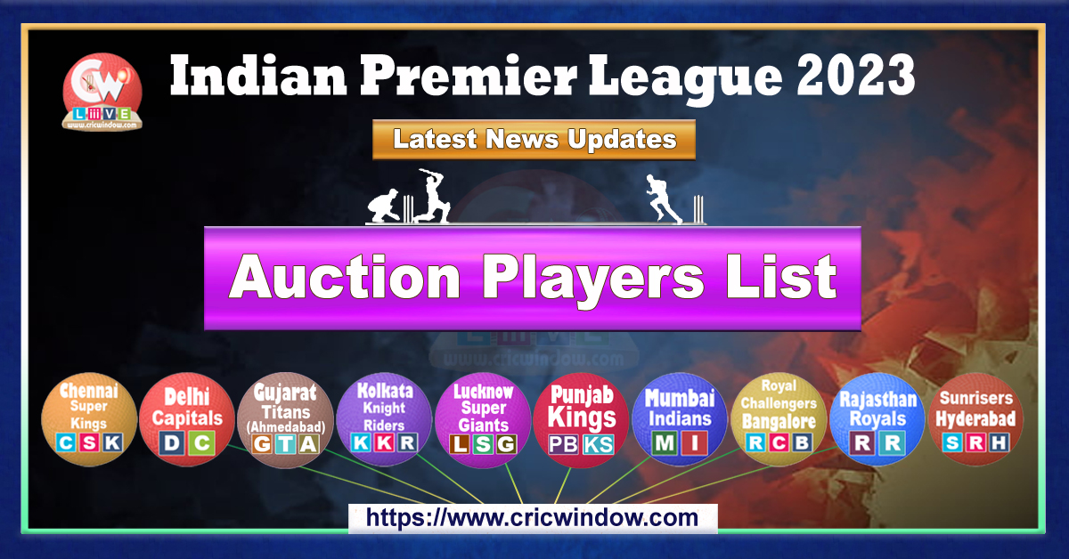 IPL 2023 Auction Players list