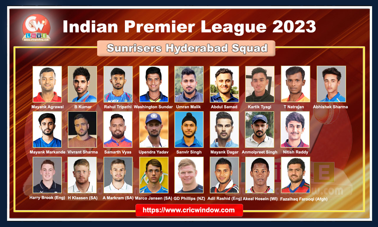 Sunrisers Hyderabad Squad 2023