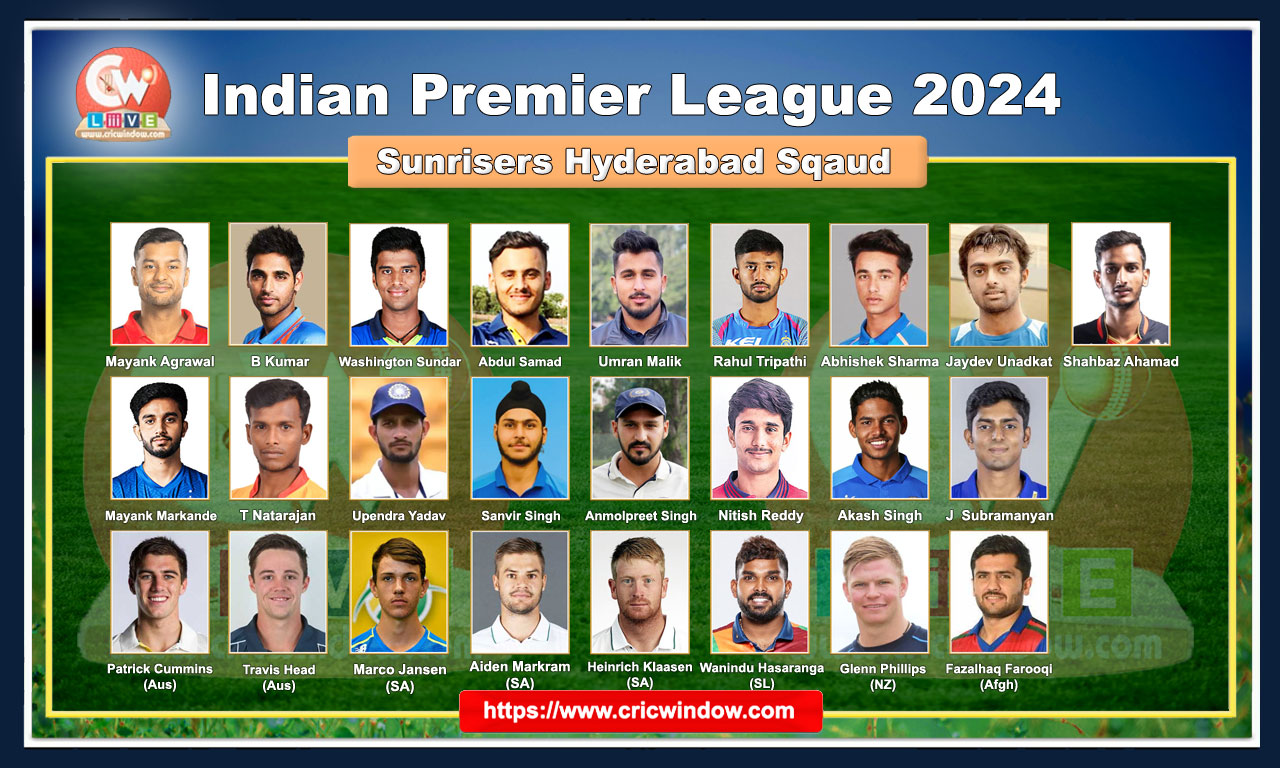 Sunrisers Hyderabad Squad 2024