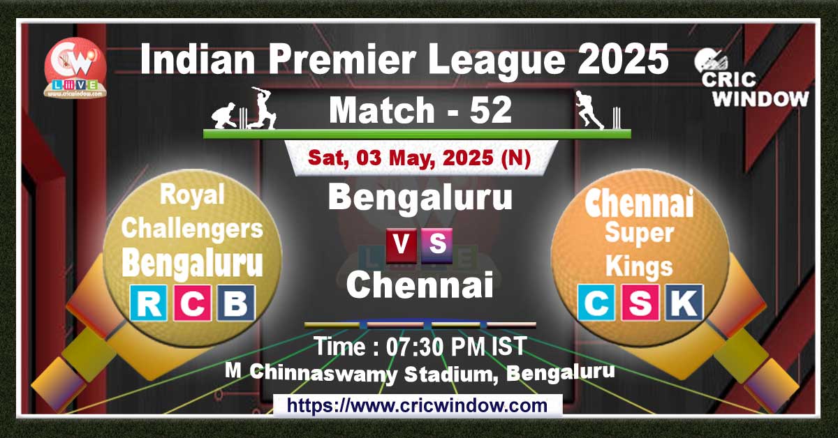 IPL RCB vs CSK match live 2025