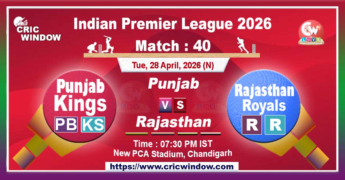 IPL 2026 PBKS vs RR match live updates