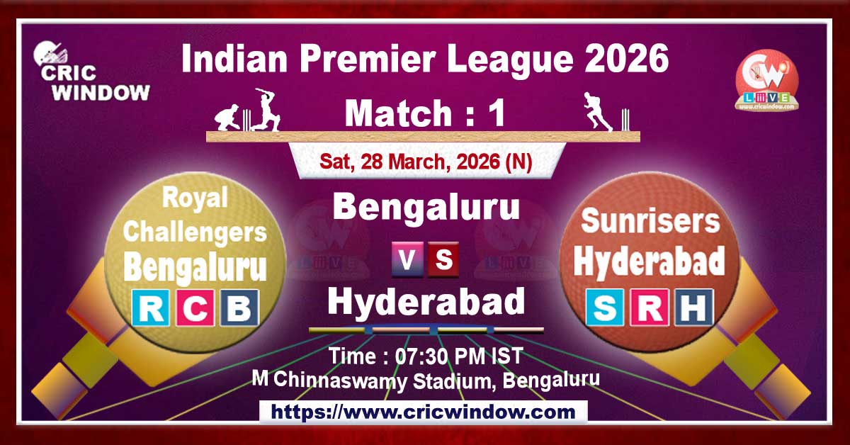 IPL Match 1 - RCB vs SRH live updates 2026