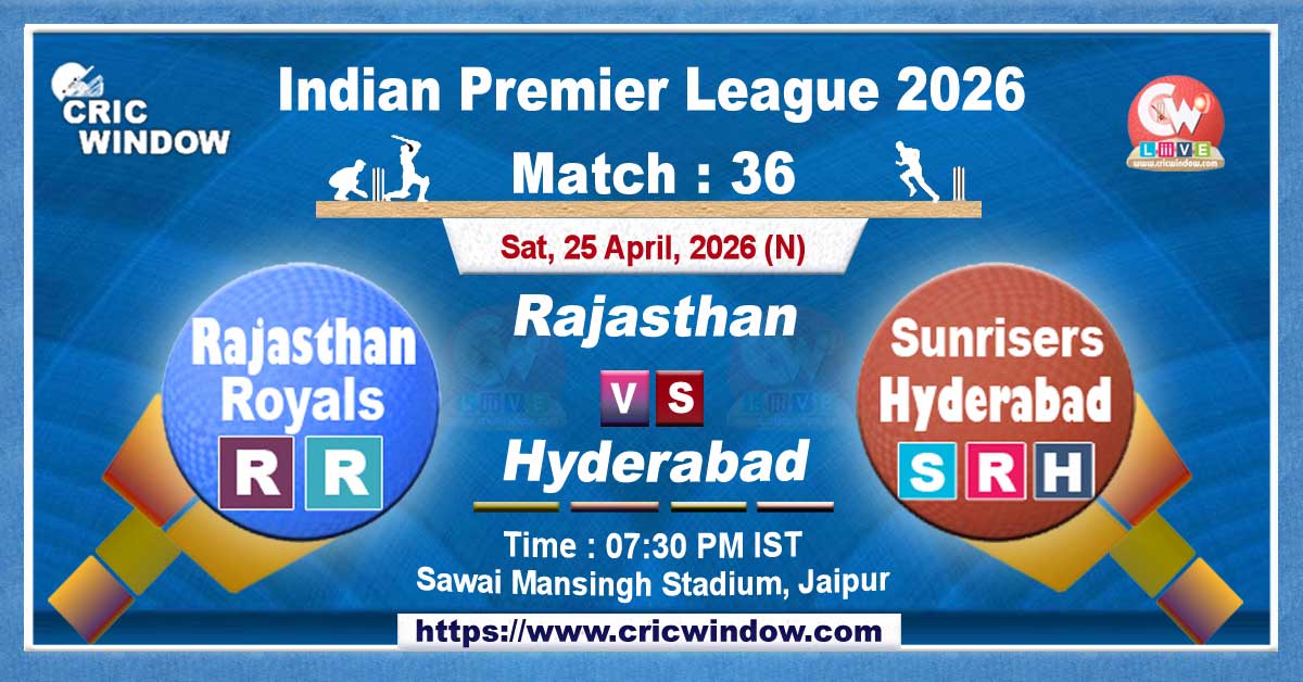 IPL 2026 RR vs SRH match live updates