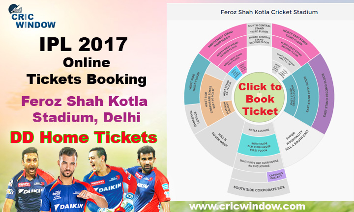 IPL Ferozshah Kotla, Delhi Tickets Booking 2017