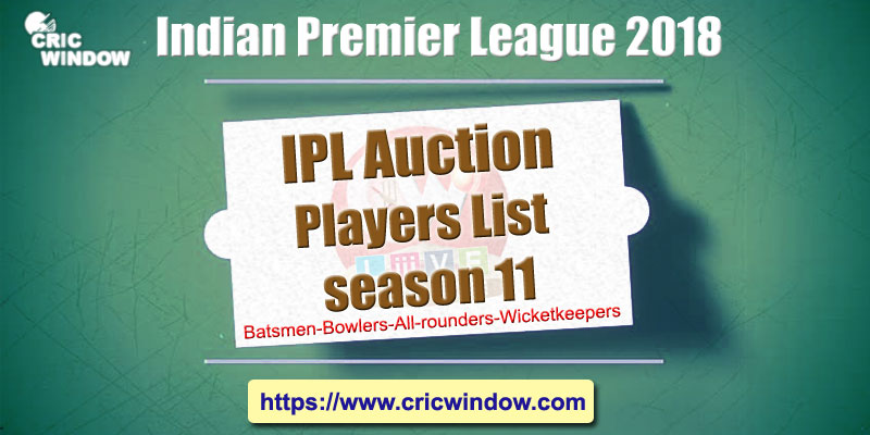 IPL 2018 Auction Players List