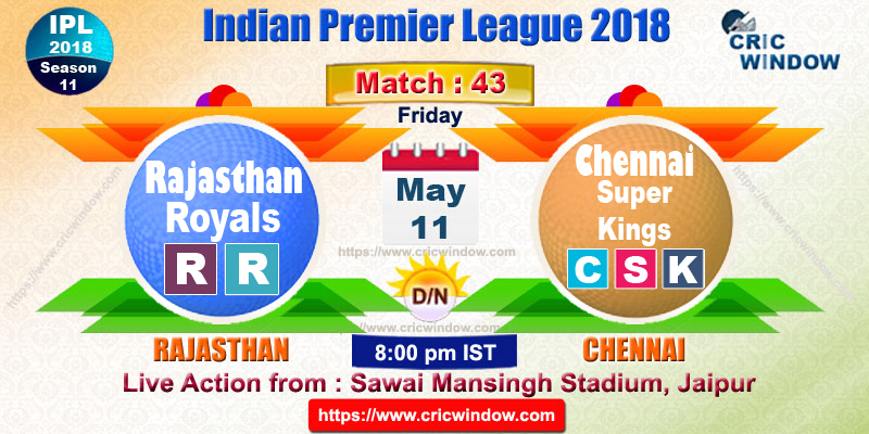 ipl rr vs csk live preview match43