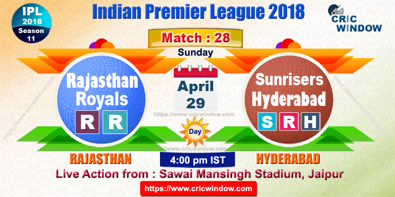 IPL RR vs SRH live preview match28