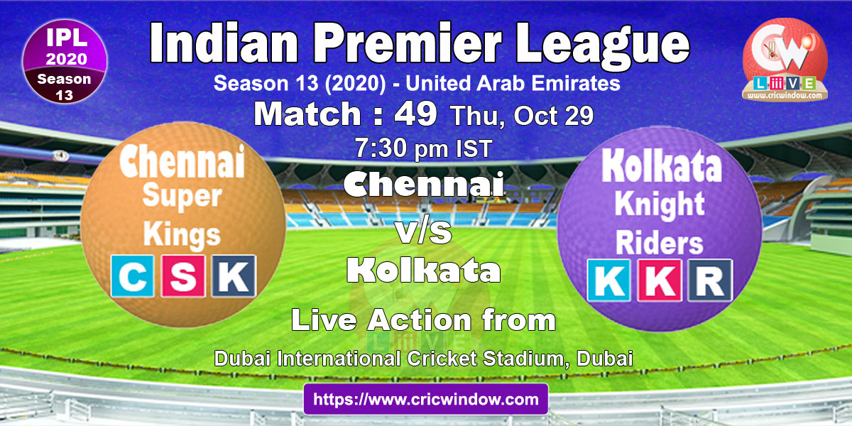 IPL CSK vs KKR match live previews 2020