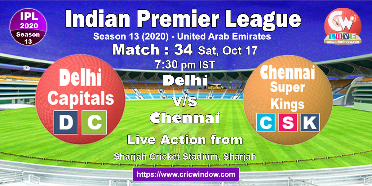 IPL dc vs csk match live previews 2020