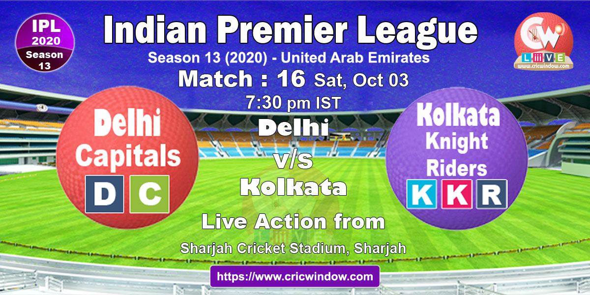 IPL DC vs KKR match live previews 2020