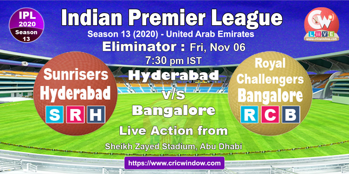 IPL eliminator srh vs rcb match live preview 2020