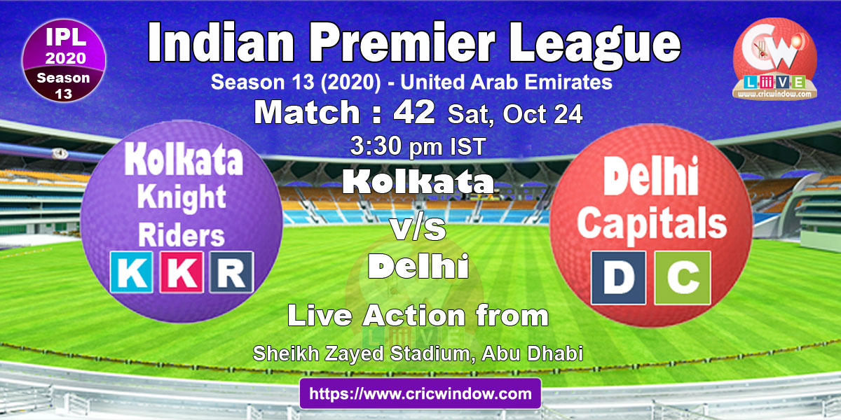 IPL kkr vs dc match live previews 2020