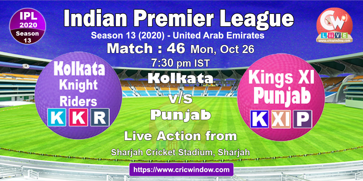 IPL kolkata vs punjab match live previews 2020